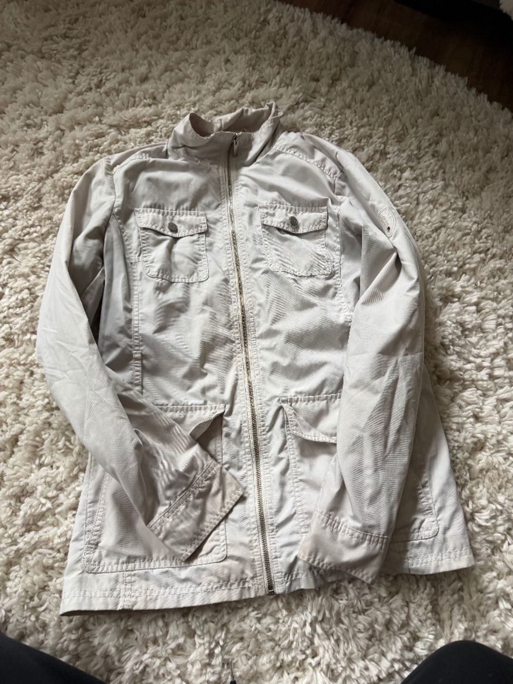 Light cream Tommy Hilfiger Light Cream Utility zip up a fall white rain, long sl